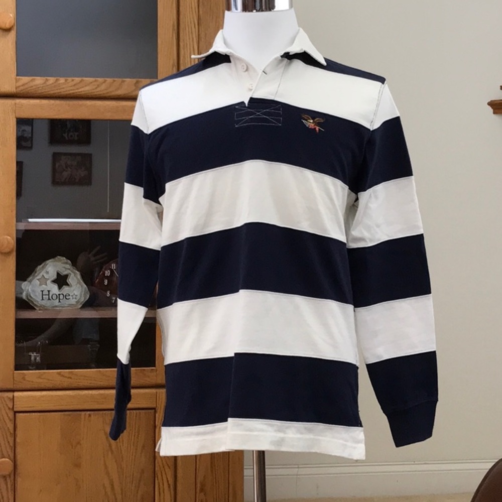 American Living L/S stripe polo shirt, size S